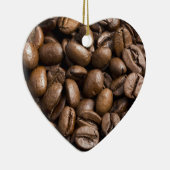 コーヒー好きの豆の茶色の背景 セラミックオーナメント (右)