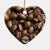 コーヒー好きの豆の茶色の背景 セラミックオーナメント (裏面)