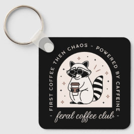 コーヒー好きの面白いアライグマ野生クラブ キーホルダー