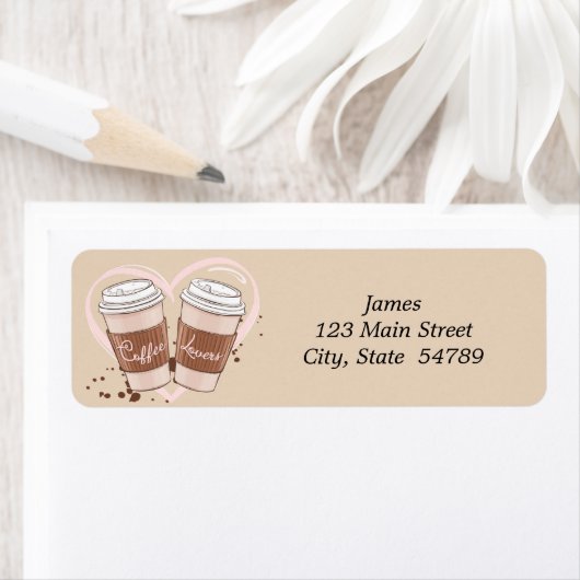 コーヒー好きカフェイン差出人住所ラベル ラベル (インサイチュ)
