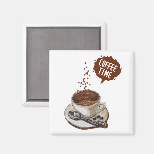 コーヒー好きクラシックのブラウンのためのコーヒータイムアート マグネット (正面/裏面)