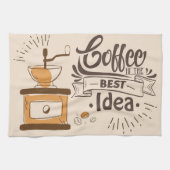 コーヒー好きコーヒーが最高のアイディア キッチンタオル (横)