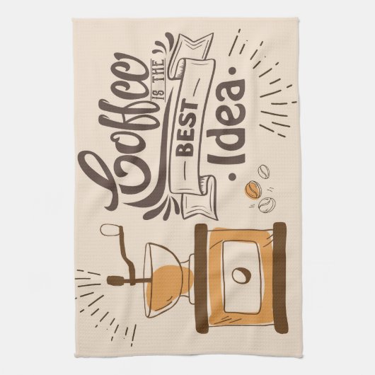 コーヒー好きコーヒーが最高のアイディア キッチンタオル (縦)