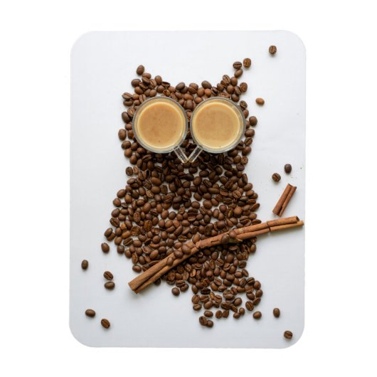 コーヒー好きコーヒーフクロウ マグネット (縦)