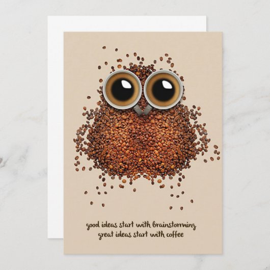 コーヒー好きコーヒーフクロウ 招待状 (正面/裏面)