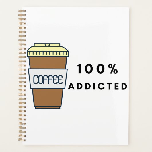 コーヒー好きデザイン100%中毒カフェイン プランナー手帳 (正面)