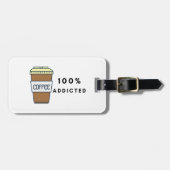 コーヒー好きデザイン100%中毒カフェイン ラゲッジタグ (正面横)