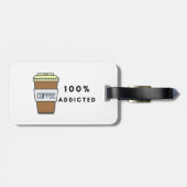 コーヒー好きデザイン100%中毒カフェイン ラゲッジタグ (裏面横)