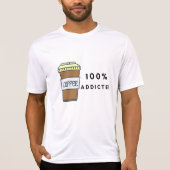 コーヒー好きデザイン100%中毒カフェイン Tシャツ (正面)