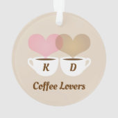 コーヒー好きピンクブラウンモカスタムノグラムイニシャル オーナメント (裏面)