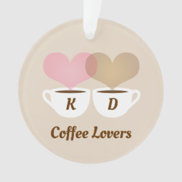 コーヒー好きピンクブラウンモカスタムノグラムイニシャル オーナメント