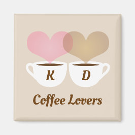 コーヒー好きピンクブラウンモカスタムノグラムイニシャル マグネット