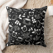 コーヒー好きモダンの黒と白のパターン クッション (ブランケット)