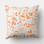 コーヒー好きモダンヴィンテージ素朴なオレンジ色 クッション (裏面)