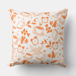 コーヒー好きモダンヴィンテージ素朴なオレンジ色 クッション