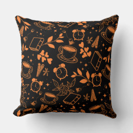 コーヒー好きモダンヴィンテージ素朴なオレンジ色 クッション