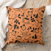 コーヒー好きモダンヴィンテージ素朴なオレンジ色 クッション (ブランケット)