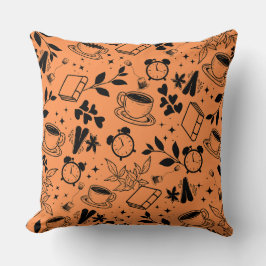 コーヒー好きモダンヴィンテージ素朴なオレンジ色 クッション