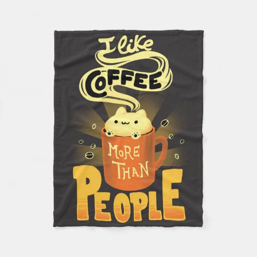 コーヒー好き人よりコーヒーが好き フリースブランケット (正面)
