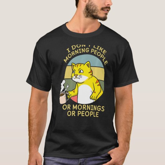 コーヒー好き猫ウィスパーラカフェイン入りコーヒー穴 Tシャツ (正面)