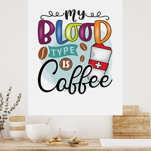 コーヒー好き私のタイプはコーヒー ポスター (キッチン)