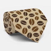 コーヒー好き豆ベージュブラウンパターン（の模様が）ある ネクタイ (ロール)