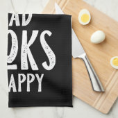 コーヒー好き飲読み喫茶本が幸せ キッチンタオル (四つ折り)