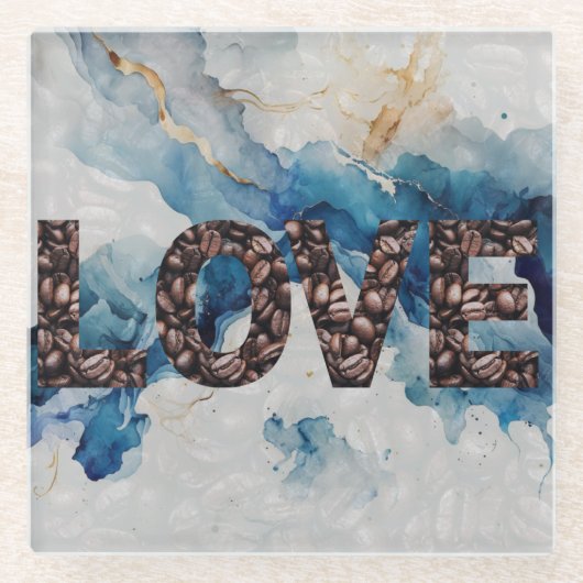 コーヒー好き ガラスコースター (正面)