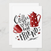 コーヒー好き コーヒーは私の親友 招待状 (正面/裏面)
