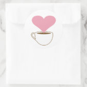 コーヒー好き。コーヒー一杯。煙のハート ラウンドシール (バッグ)