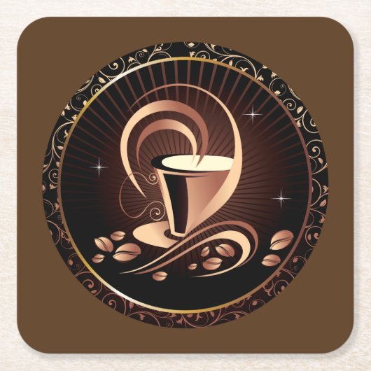 コーヒー好き スクエアペーパーコースター (正面)