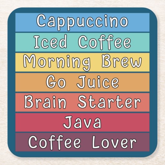 コーヒー好き スクエアペーパーコースター (正面)