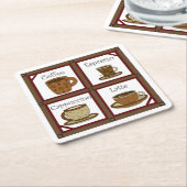 コーヒー好き スクエアペーパーコースター (アングル)