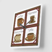 コーヒー好き スクエア壁時計 (傾斜)