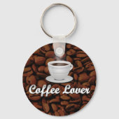 コーヒー好き、ホワイトカップ/ブラウンビーンズ キーホルダー (裏面)