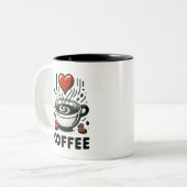 コーヒー好き – 熱狂者 ツートーンマグカップ (正面左)