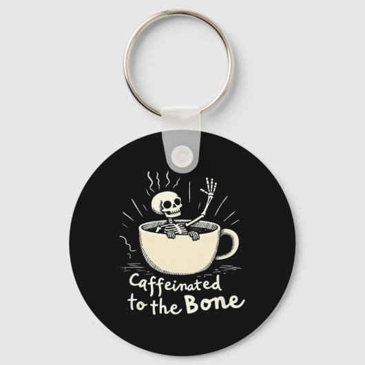 コーヒー好きBon Skeletonにおもしろいカフェインした キーホルダー (正面)