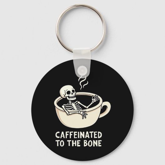 コーヒー好きBon Skeletonにおもしろいカフェインした キーホルダー (正面)