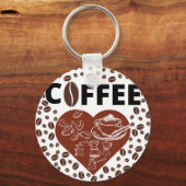 コーヒー好きTシャツ キーホルダー (正面)