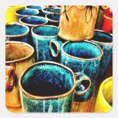 コーヒー好カラフルきの方へのコーヒーマグのプレゼント スクエアシール (正面)