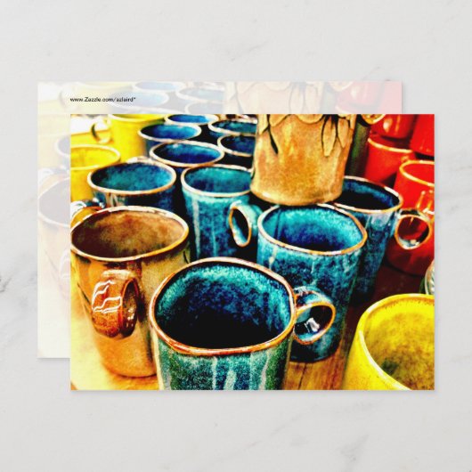 コーヒー好カラフルきの方へのコーヒーマグのプレゼント ポストカード (正面/裏面)