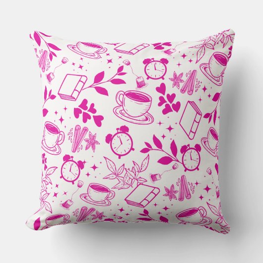 コーヒー好モダンきヴィンテージモダンピンパターン クッション (正面)