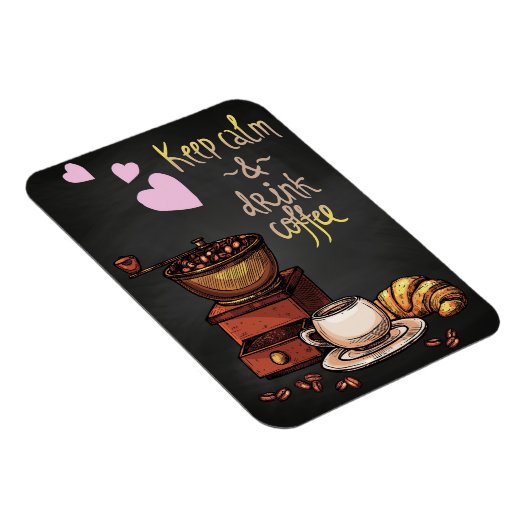 コーヒー好保き穏やかでコーヒーを飲む マグネット (右側)