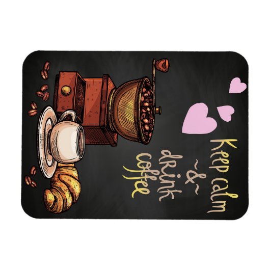 コーヒー好保き穏やかでコーヒーを飲む マグネット (横)