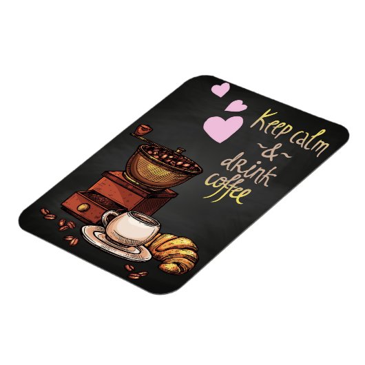 コーヒー好保き穏やかでコーヒーを飲む マグネット (左側)