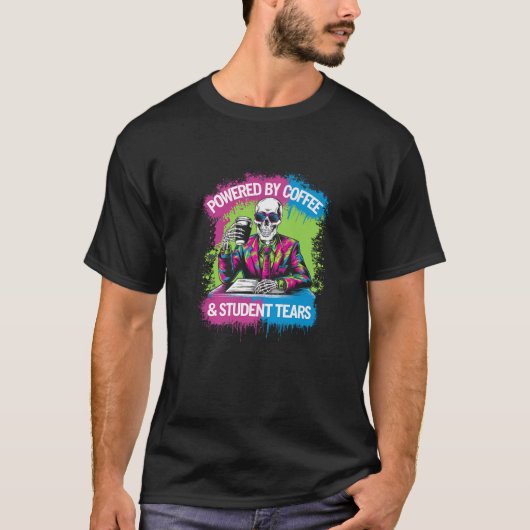 コーヒー学生涙スケルトン先生C Tシャツ (正面)