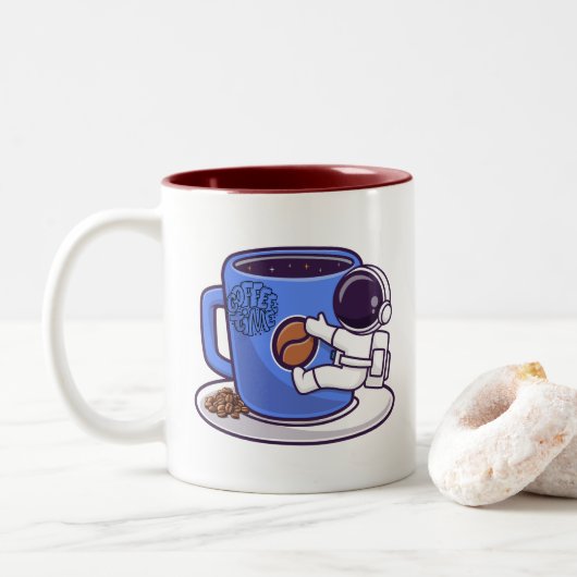 コーヒー宇宙、コーヒータイム ツートーンマグカップ (ドーナツ)