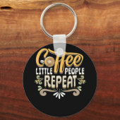 コーヒー小さな人々が育児プロバイダを繰り返す キーホルダー (正面)