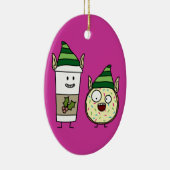 コーヒー小妖精や小人および熱狂するなドーナツ小妖精や小人 セラミックオーナメント (右)