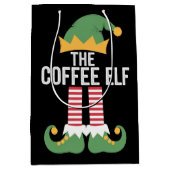 コーヒー小妖精や小人ファミリーマッチンググループクリスマス ミディアムペーパーバッグ (正面)